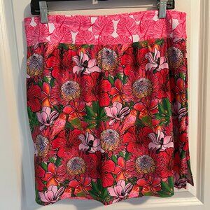 Skort Obsession for Fun Fashion And Fitness Red Pink Floral Skirt Size XXL